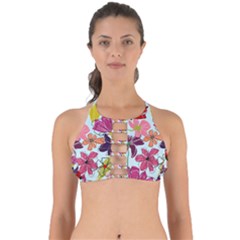 Flower Pattern Perfectly Cut Out Bikini Top