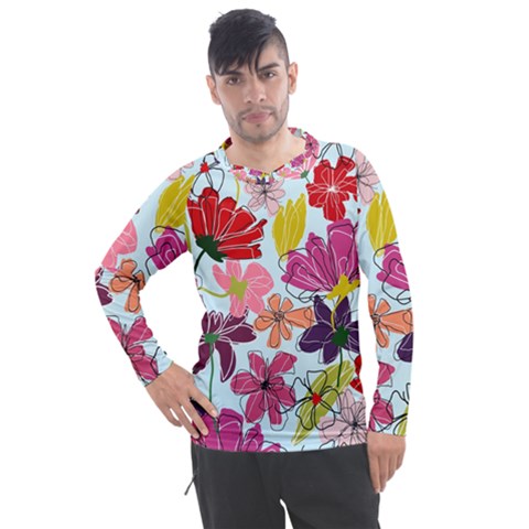 Flower Pattern Men s Pique Long Sleeve Tee by Galinka