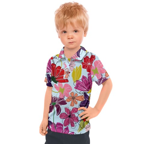 Flower Pattern Kids  Polo Tee by Galinka