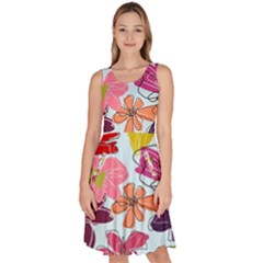 Flower Pattern Knee Length Skater Dress With Pockets by Galinka