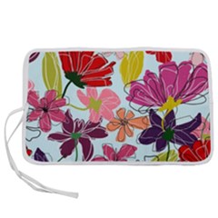 Flower Pattern Pen Storage Case (l) by Galinka