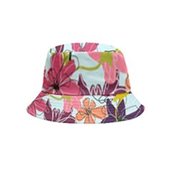 Flower Pattern Inside Out Bucket Hat (kids) by Galinka