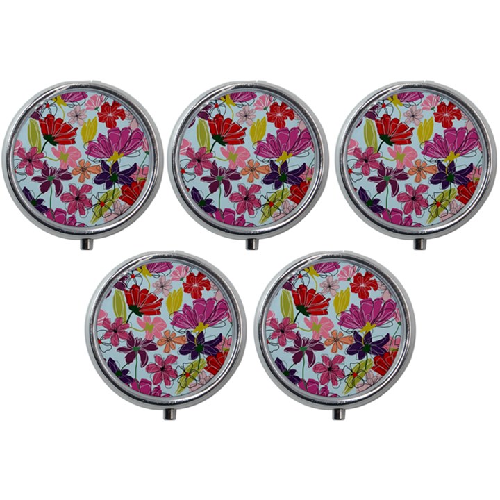 Flower pattern Mini Round Pill Box (Pack of 5)