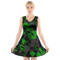 Cyber Camo V-neck Sleeveless Dress by MRNStudios