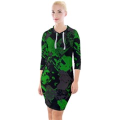 Cyber Camo Quarter Sleeve Hood Bodycon Dress by MRNStudios