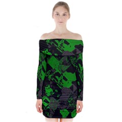 Cyber Camo Long Sleeve Off Shoulder Dress by MRNStudios