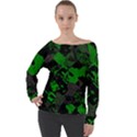 Cyber Camo Off Shoulder Long Sleeve Velour Top View1