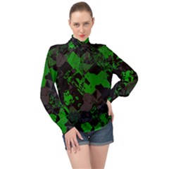 Cyber Camo High Neck Long Sleeve Chiffon Top by MRNStudios