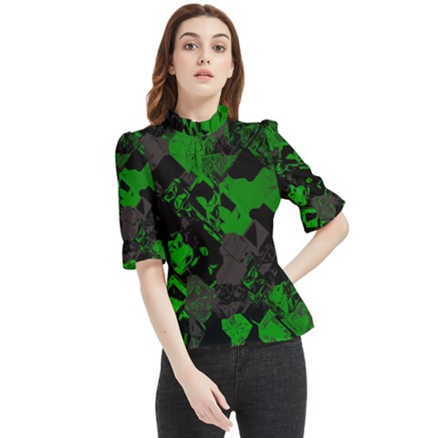 Cyber Camo Frill Neck Blouse by MRNStudios