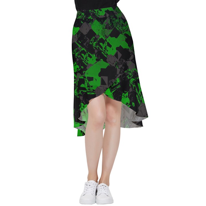 Cyber Camo Frill Hi Low Chiffon Skirt