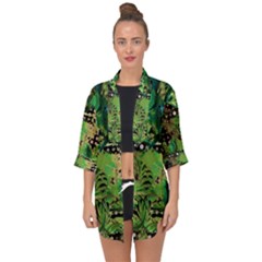 Peacocks And Pyramids Open Front Chiffon Kimono by MRNStudios