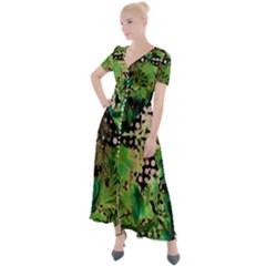 Peacocks And Pyramids Button Up Short Sleeve Maxi Dress by MRNStudios