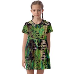 Peacocks And Pyramids Kids  Asymmetric Collar Dress by MRNStudios