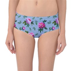 Delicate Peonies Mid-waist Bikini Bottoms by SychEva