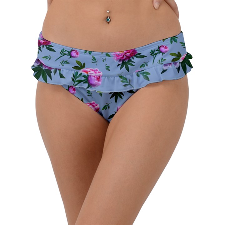 Delicate Peonies Frill Bikini Bottom