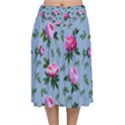 Delicate Peonies Velvet Flared Midi Skirt View1