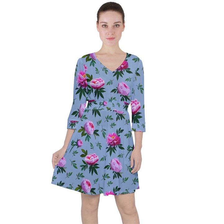 Delicate Peonies Ruffle Dress