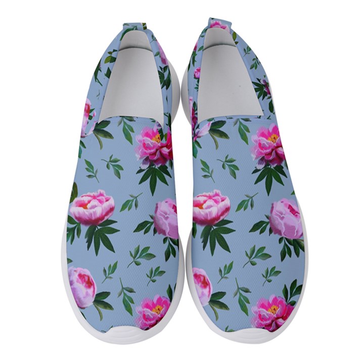 Delicate Peonies Women s Slip On Sneakers