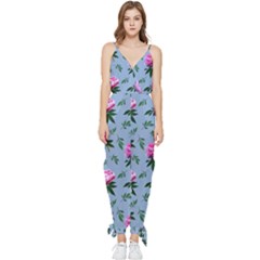 Delicate Peonies Sleeveless Tie Ankle Jumpsuit by SychEva