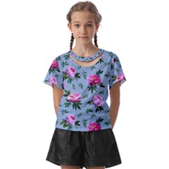 Delicate Peonies Kids  Front Cut Tee by SychEva