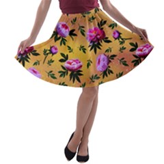 Delicate Peonies A-line Skater Skirt by SychEva