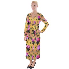 Delicate Peonies Velvet Maxi Wrap Dress by SychEva