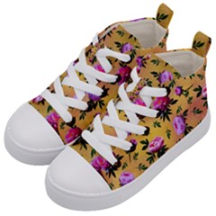 Delicate Peonies Kids  Mid-top Canvas Sneakers by SychEva