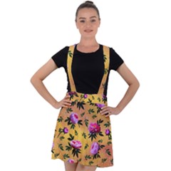 Delicate Peonies Velvet Suspender Skater Skirt by SychEva