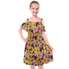 Delicate Peonies Kids  Cut Out Shoulders Chiffon Dress by SychEva