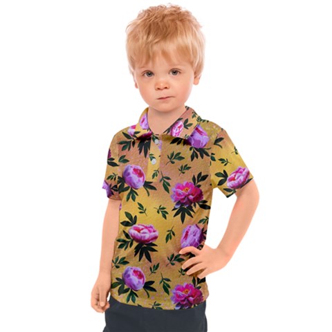 Delicate Peonies Kids  Polo Tee by SychEva