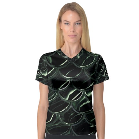 Dragon Scales V-neck Sport Mesh Tee by PollyParadise