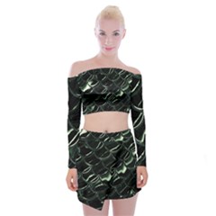 Dragon Scales Off Shoulder Top With Mini Skirt Set