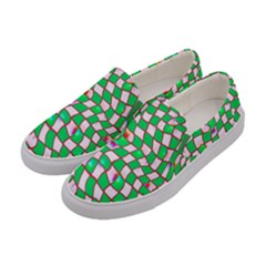 Green Checked Women s Canvas Slip Ons by DayDreamersBoutique