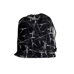 Black And White Splatter Abstract Print Drawstring Pouch (large) by dflcprintsclothing