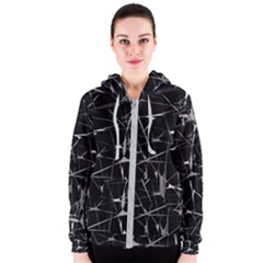 Black And White Splatter Abstract Print Women s Zipper Hoodie