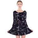 Black And White Splatter Abstract Print Long Sleeve Velvet Skater Dress View1