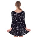 Black And White Splatter Abstract Print Long Sleeve Velvet Skater Dress View2