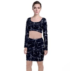 Black And White Splatter Abstract Print Top And Skirt Sets by dflcprintsclothing