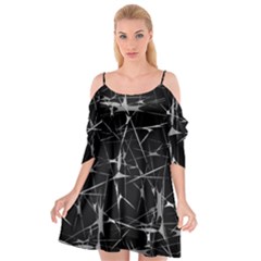 Black And White Splatter Abstract Print Cutout Spaghetti Strap Chiffon Dress