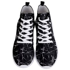 Black And White Splatter Abstract Print Men s Lightweight High Top Sneakers