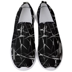 Black And White Splatter Abstract Print Men s Slip On Sneakers by dflcprintsclothing