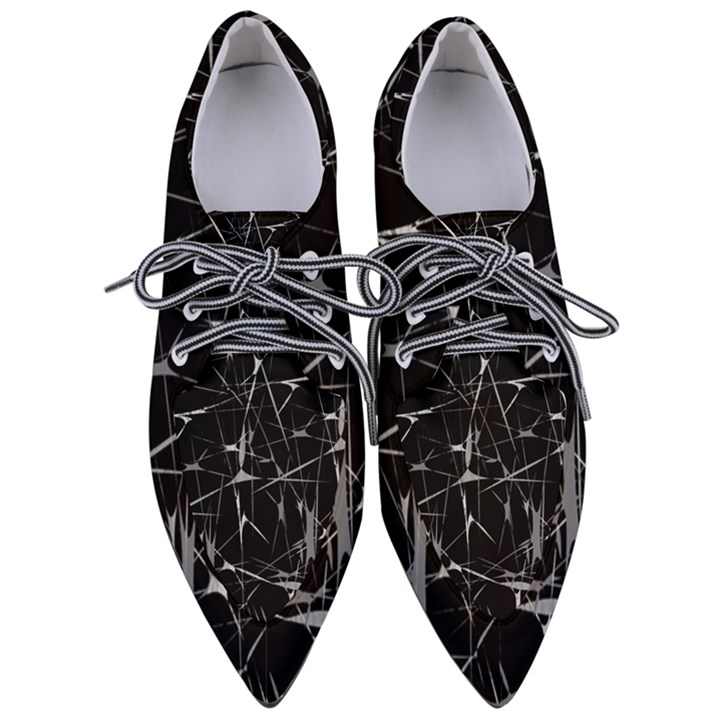 Black And White Splatter Abstract Print Pointed Oxford Shoes