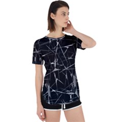 Black And White Splatter Abstract Print Perpetual Short Sleeve T-shirt by dflcprintsclothing