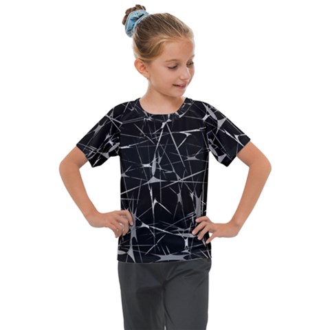 Black And White Splatter Abstract Print Kids  Mesh Piece Tee by dflcprintsclothing