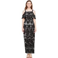 Black And White Splatter Abstract Print Draped Sleeveless Chiffon Jumpsuit by dflcprintsclothing