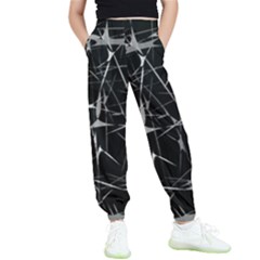 Black And White Splatter Abstract Print Kids  Elastic Waist Pants by dflcprintsclothing