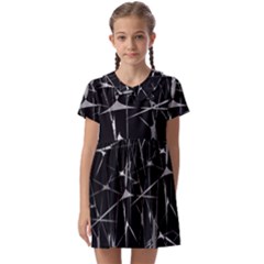 Black And White Splatter Abstract Print Kids  Asymmetric Collar Dress by dflcprintsclothing