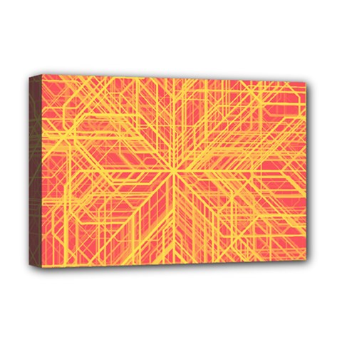 Orange/yellow Line Pattern Deluxe Canvas 18  X 12  (stretched) by LyleHatchDesign