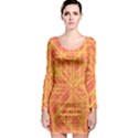 Orange/Yellow Line Pattern Long Sleeve Bodycon Dress View1