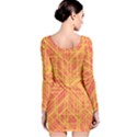 Orange/Yellow Line Pattern Long Sleeve Bodycon Dress View2